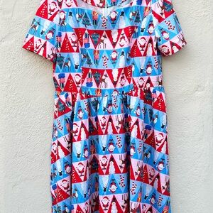 Festive Red and Blue Christmas Dress